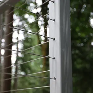 ultra-tec cable rail fittings in an aluminum post.