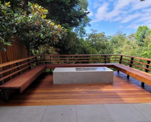 custom ipe bench a welded steel and ipe bench around a fire pit